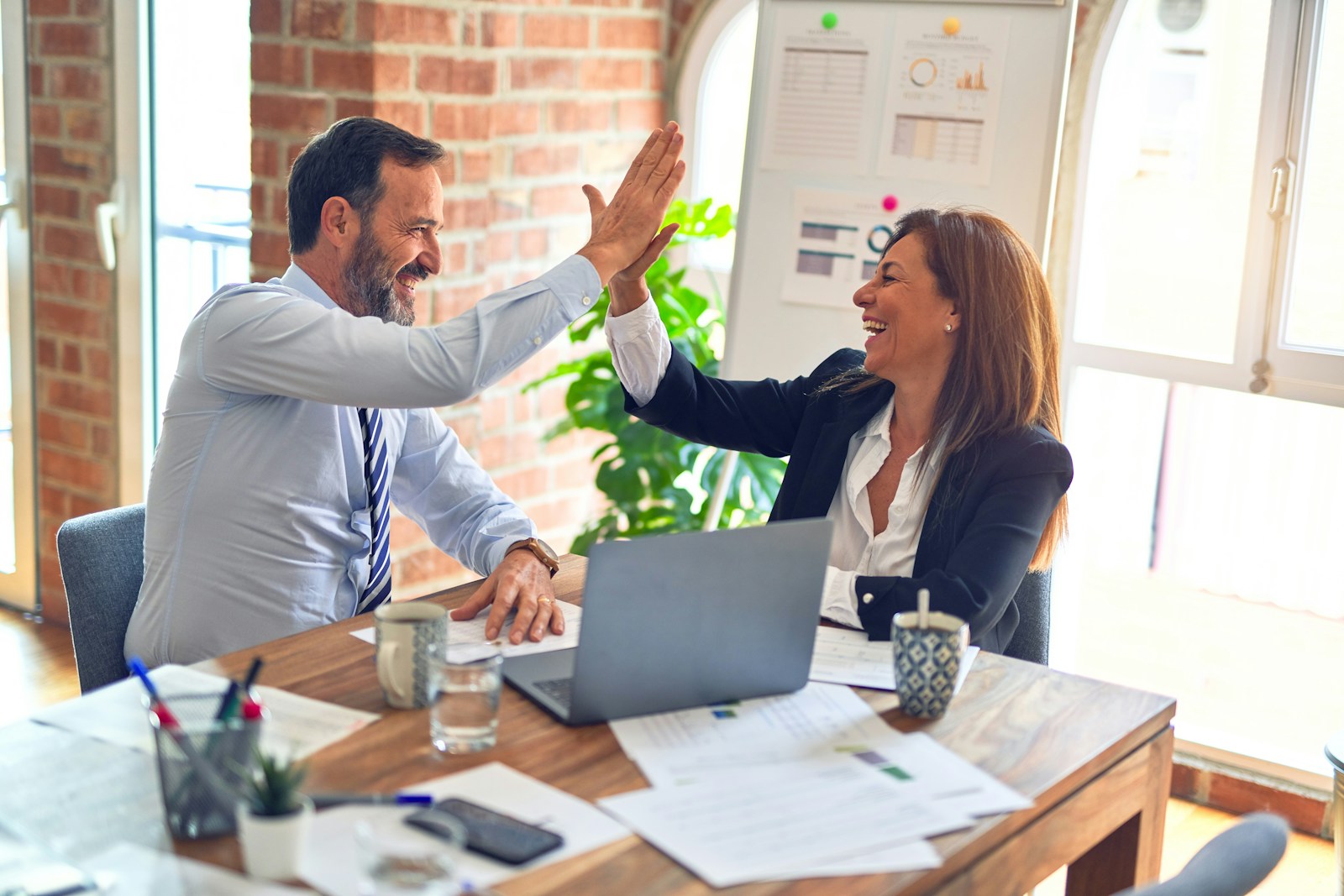 Colleagues collaborating in an office